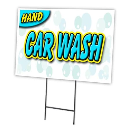 Hand Car Wash Yard Sign & Stake Outdoor Plastic Coroplast Window